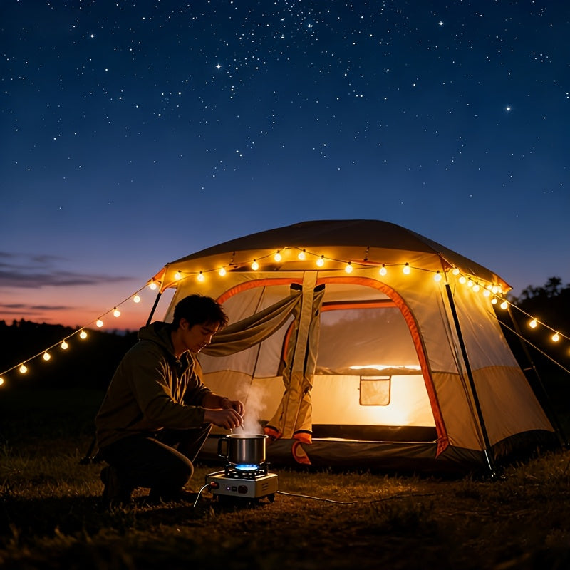 4-Person Large Family Camping Tent with Front Privacy Zippered Room