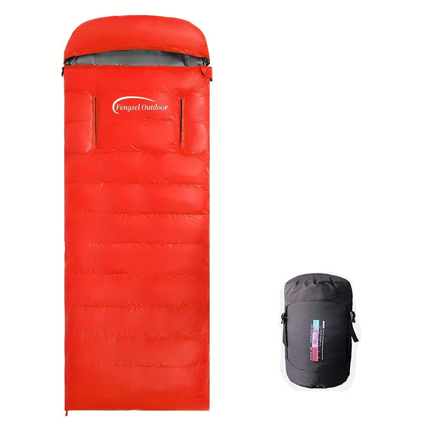 90% White Duck Down Sleeping Bag - All-Season & Outdoor Envelope-Style Bedroll with Easy Zipper Access