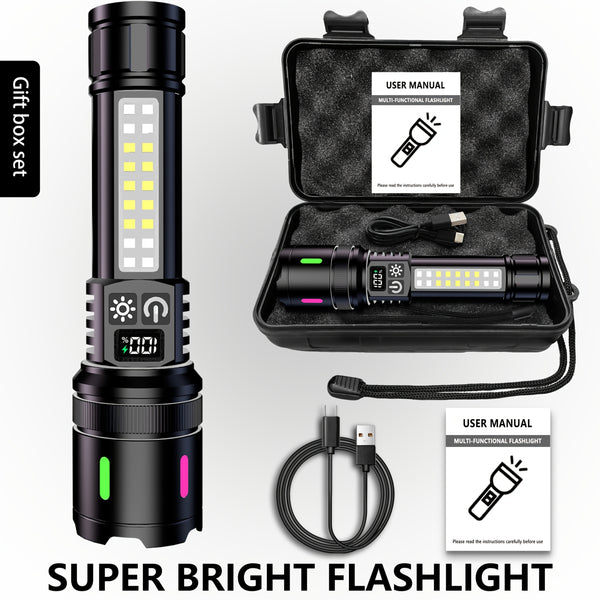 1pc\u002F2pcs Ultra-Bright Rechargeable Flashlight Gift Set, COB Flashlight