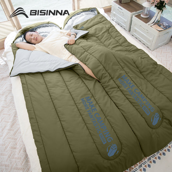 BISINNA Lightweight 3-Season Camping Sleeping Bag for one person - Warm Cold-Resistant envelope design with Zipper Closure