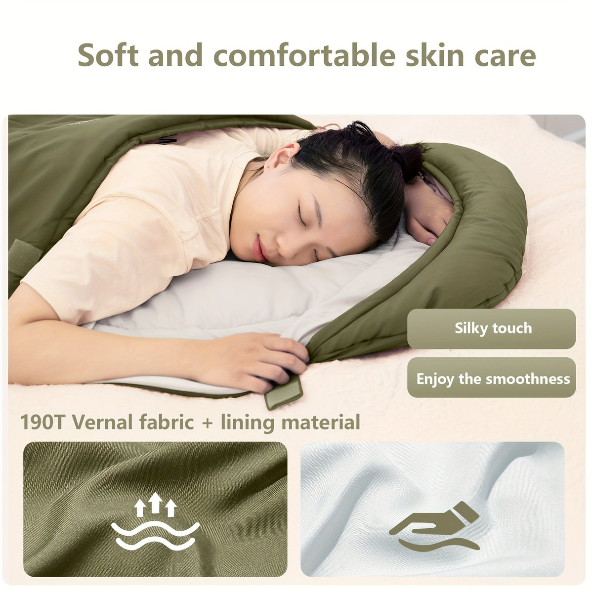 BISINNA Lightweight 3-Season Camping Sleeping Bag for one person - Warm Cold-Resistant envelope design with Zipper Closure