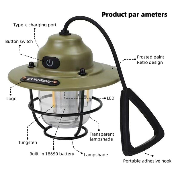 BaiHuiBri Vintage LED\u002FRechargeable Portable Outdoor Lantern\u002FRetro Metal