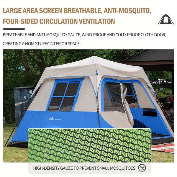 MOON LENCE Camping Tent Pop Up Tent 4-5 Person, Double Layers Waterproof Backpacking Tents with Porch