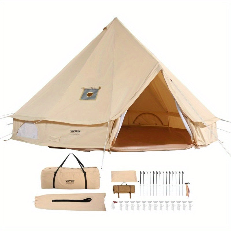 VEVOR 1012 Person Canvas Ging Bell Tent, Breathable Waterproof Yurt Tent with Stove Jack