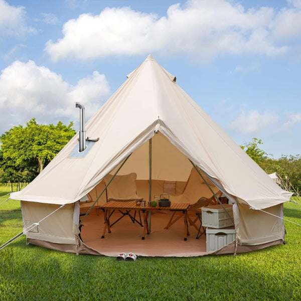Luxury Cotton Bell Tent, Yurt Canvas Tent with Stove Jack, 4\u002F6\u002F8 Person Family 4 Season Camping