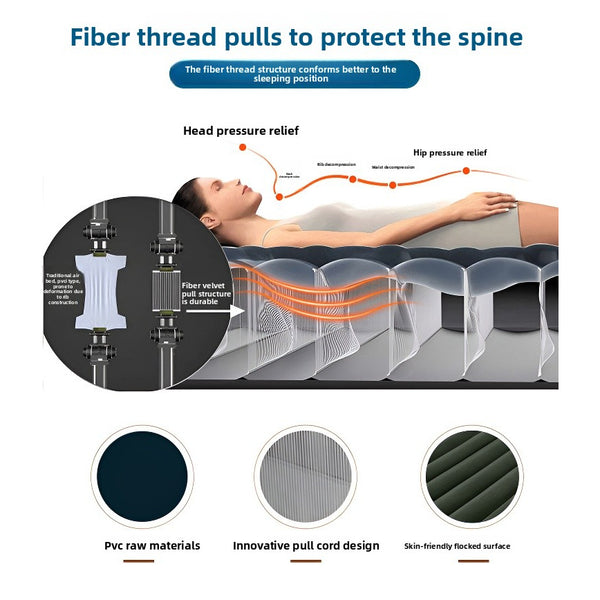 Inflatable Mattress, Portable Foldable Flannel Sleeping Pad, Suitable for Camping