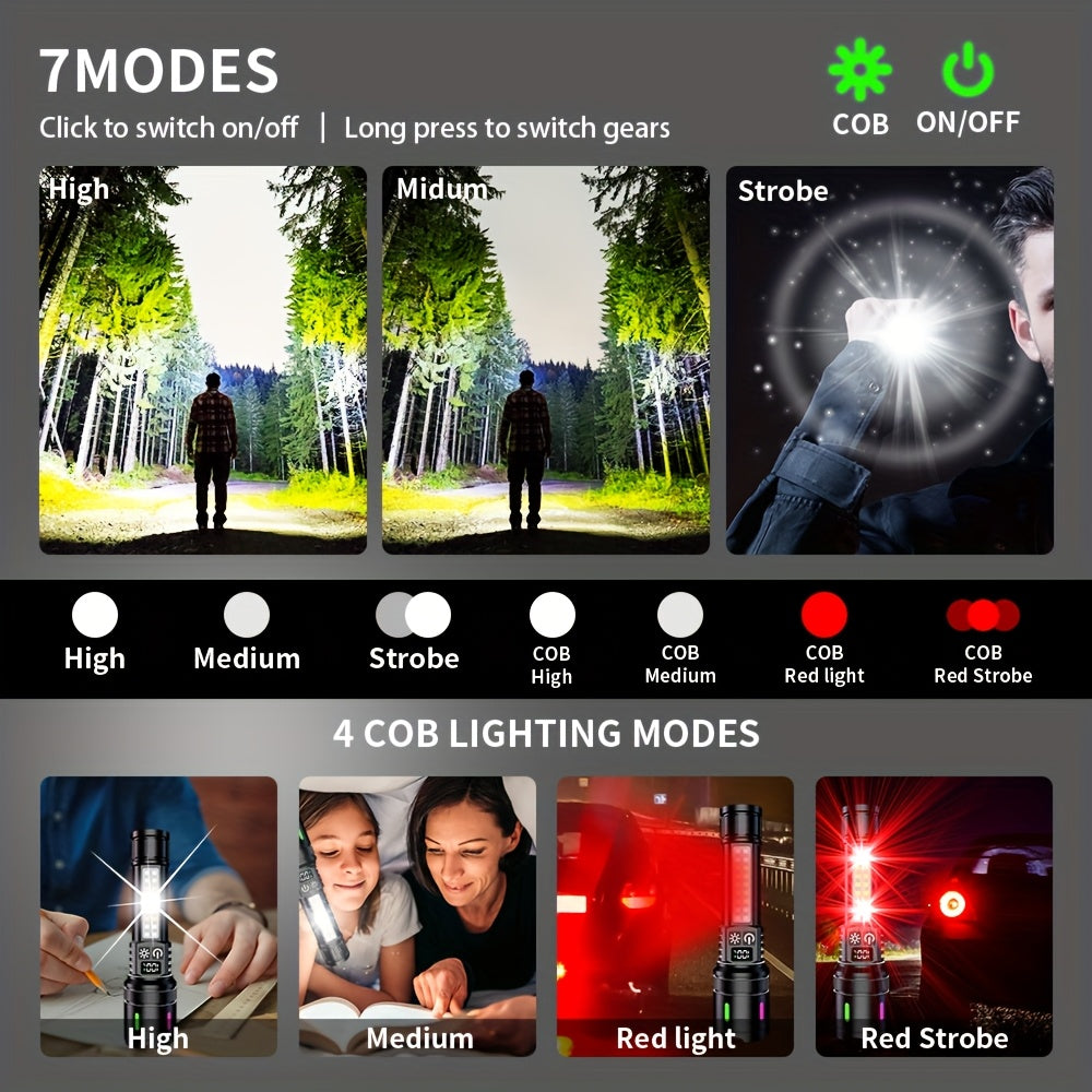 1pc\u002F2pcs Ultra-Bright Rechargeable Flashlight Gift Set, COB Flashlight