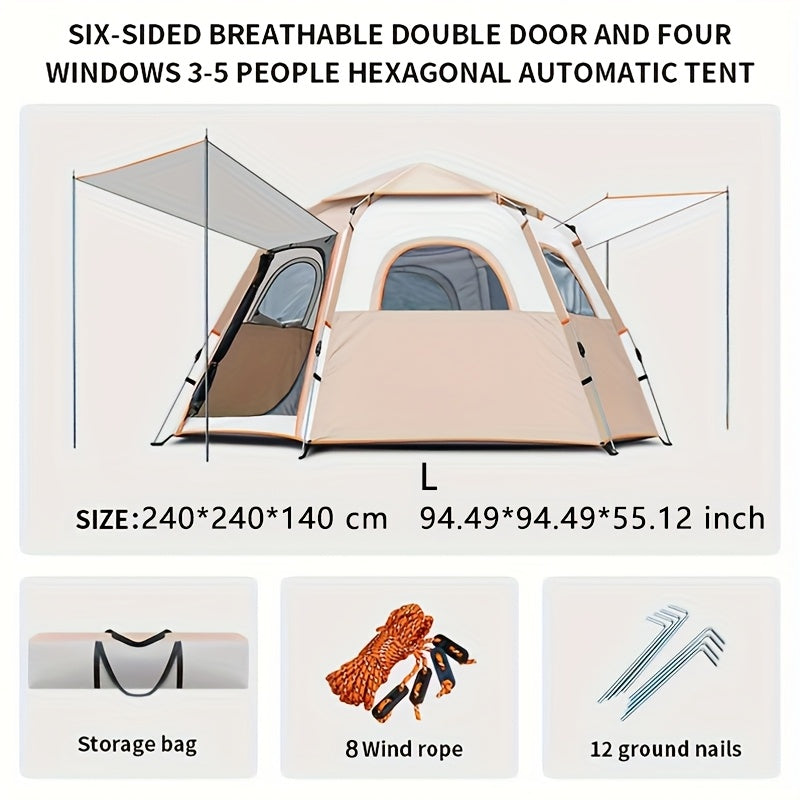 3-Second Automatic Tent 3-Second Setup Automatic Camping Tent | Large Capacity, Easy Open