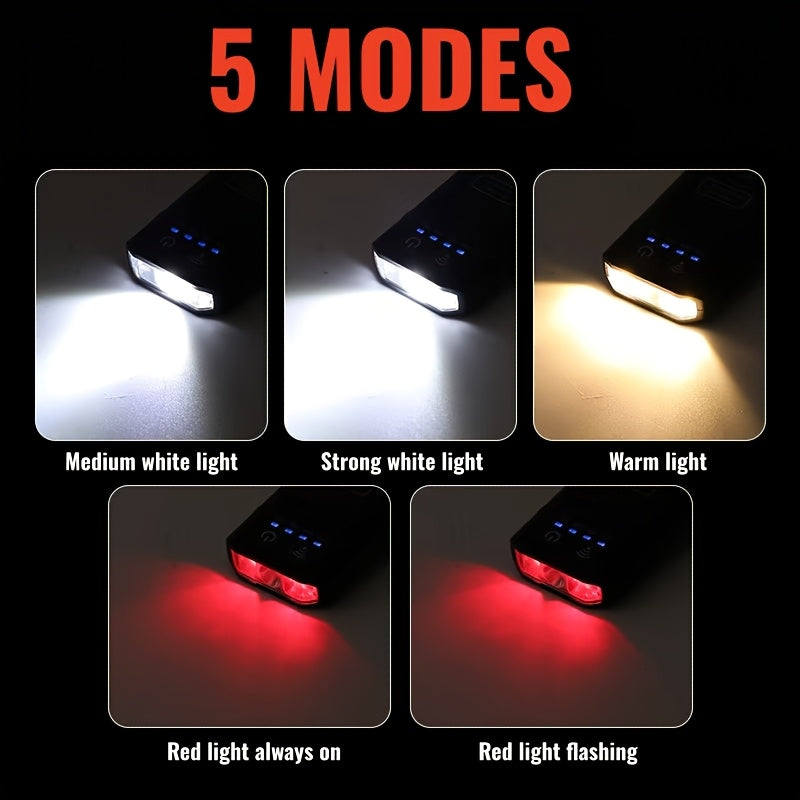 Outdoor night fishing hat clip light Type-C charging wave sensing 5-mode multi angle adjustable lighting small flashlight