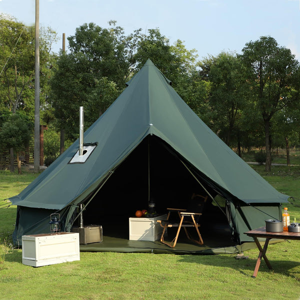 Luxury Cotton Bell Tent, Yurt Canvas Tent with Stove Jack, 4\u002F6\u002F8 Person Family 4 Season Camping