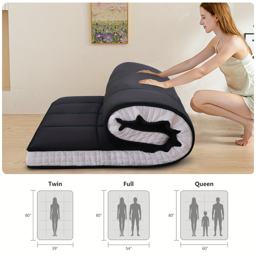 LILYPELLE Japanese Futon Mattress, Extra Thick Folding Sleeping Pad Futon