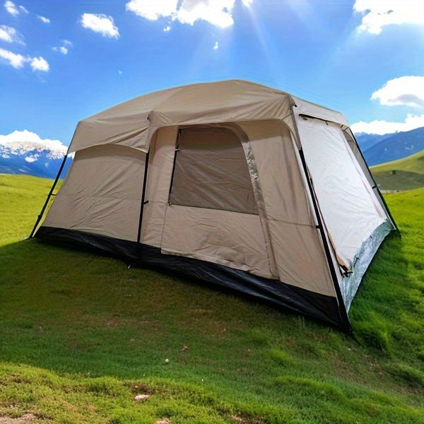 1pc Large 10-Person Family Camping Tent with Mosquito Net & Front Door