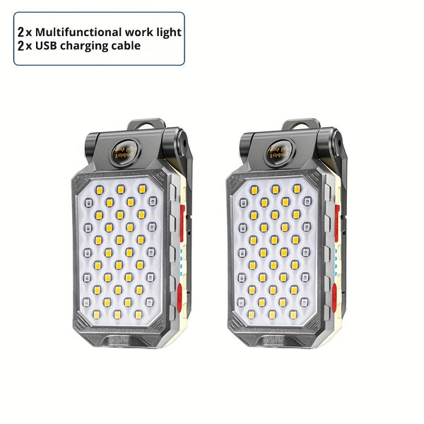 Portable Flashlight 2pcs Portable Handheld Flashlight | LED Work Light with Magnet Hook