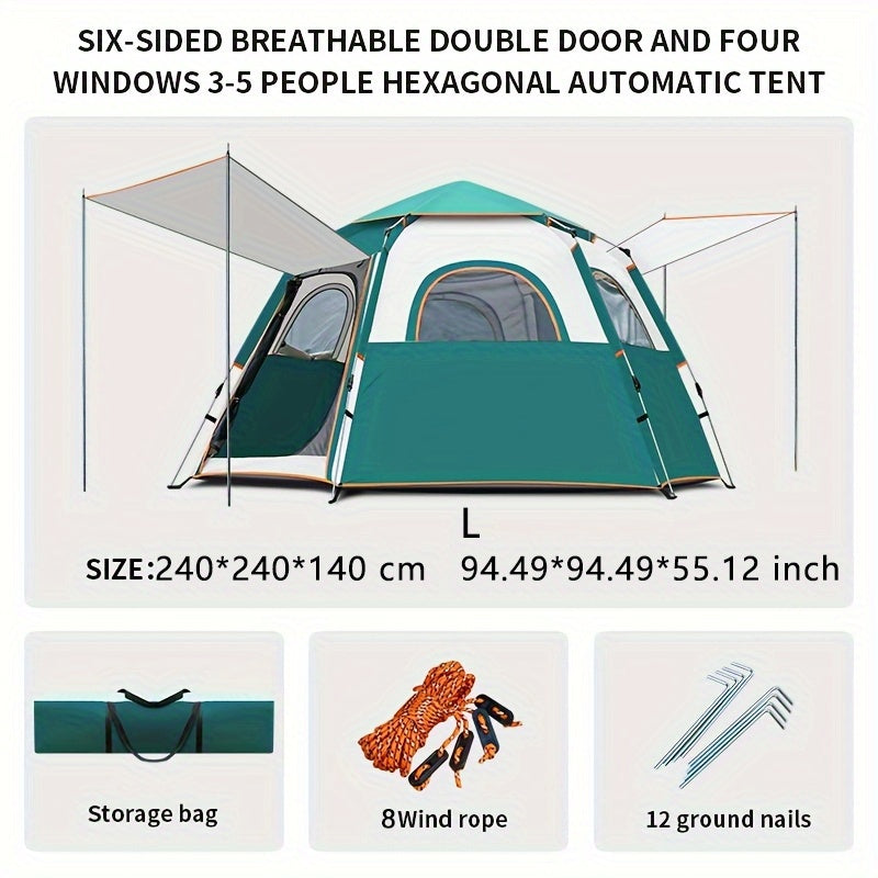 3-Second Automatic Tent 3-Second Setup Automatic Camping Tent | Large Capacity, Easy Open