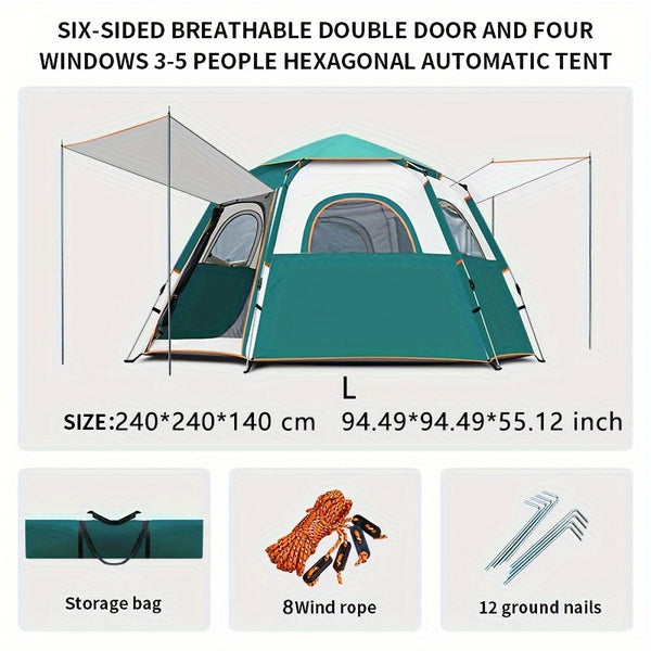 3-Second Automatic Tent 3-Second Setup Automatic Camping Tent | Large Capacity, Easy Open