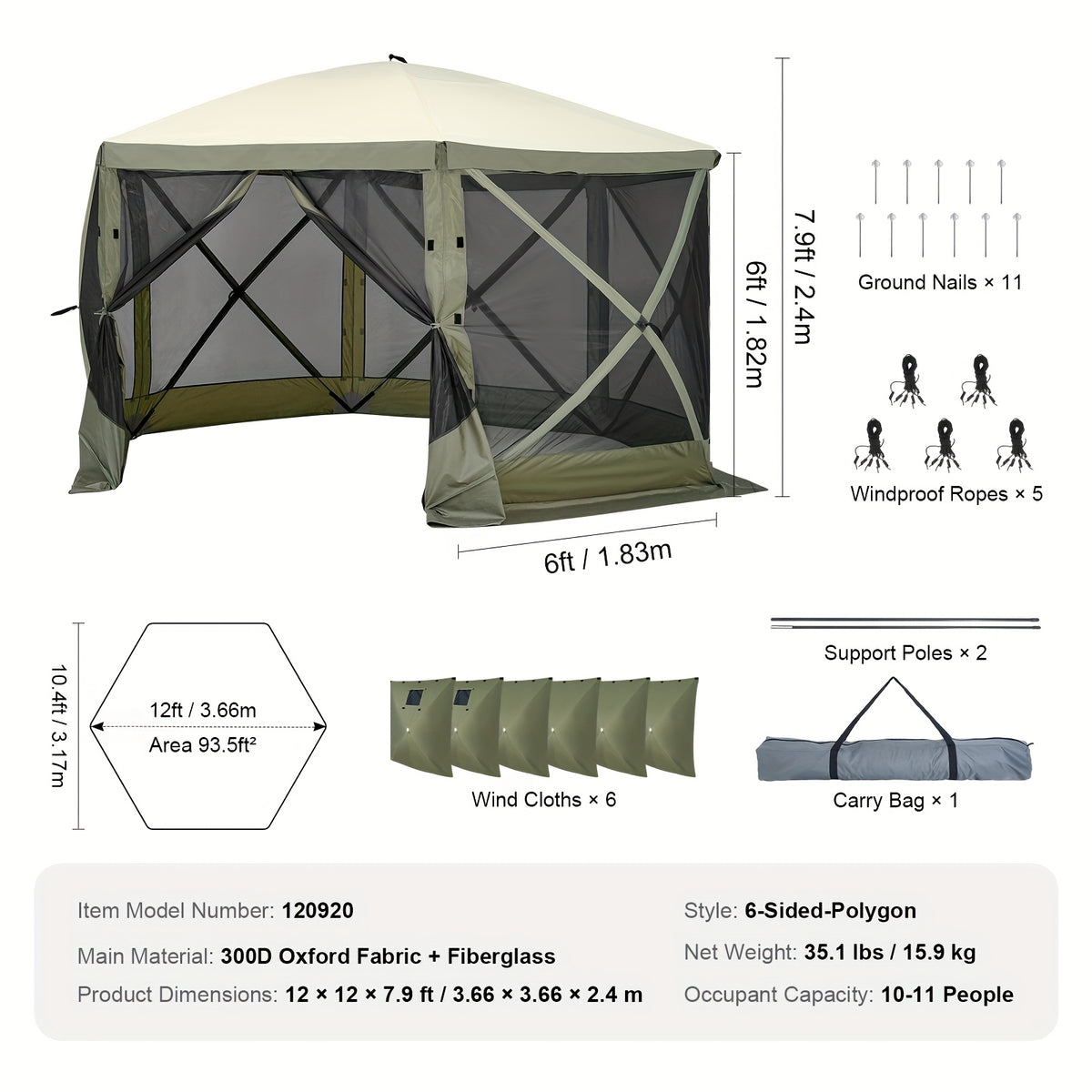 Happybuy 12x12ft Instant Pop-Up Gazebo Tent with Removable Privacy Walls & Mesh Windows