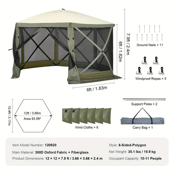 Happybuy 12x12ft Instant Pop-Up Gazebo Tent with Removable Privacy Walls & Mesh Windows