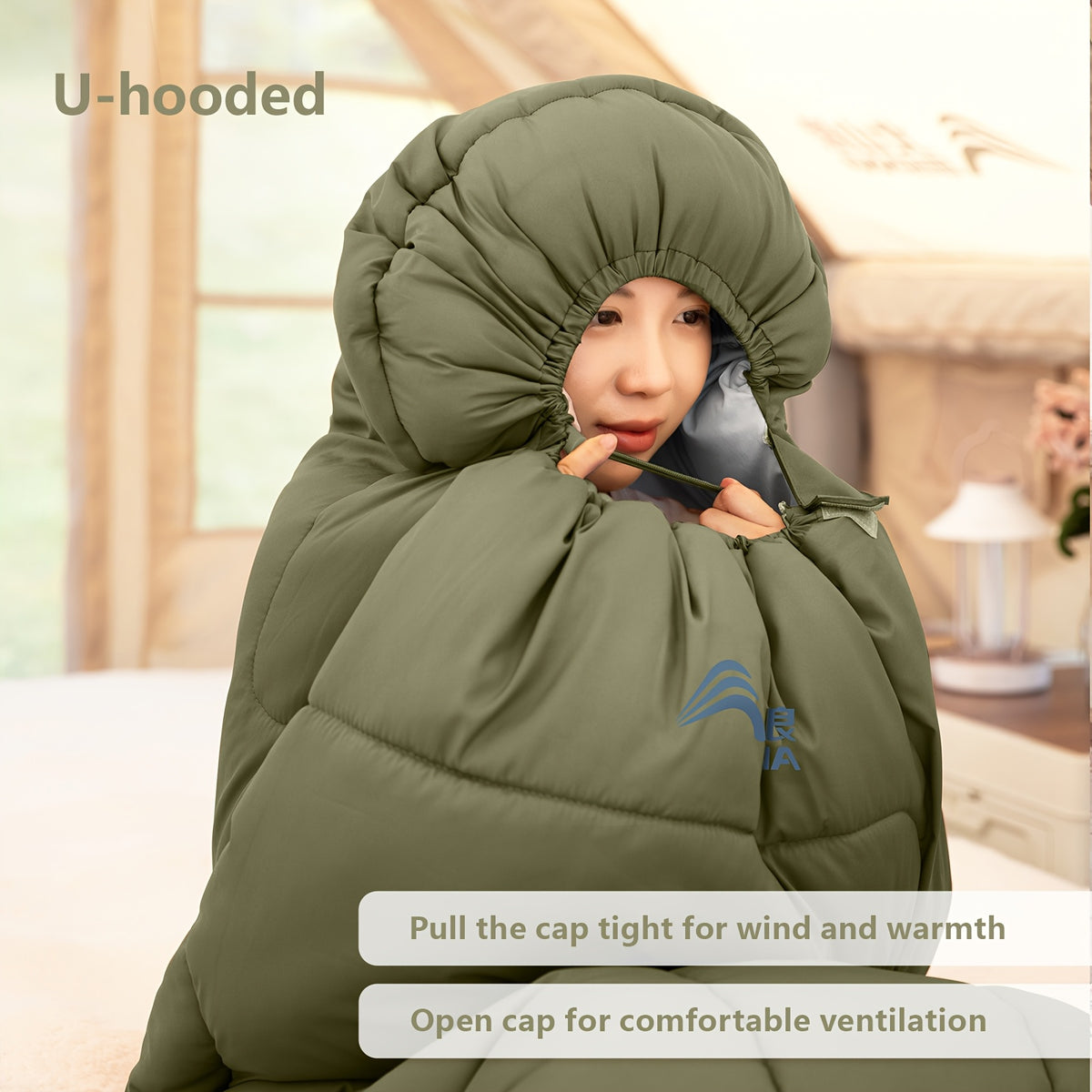 BISINNA Lightweight 3-Season Camping Sleeping Bag for one person - Warm Cold-Resistant envelope design with Zipper Closure