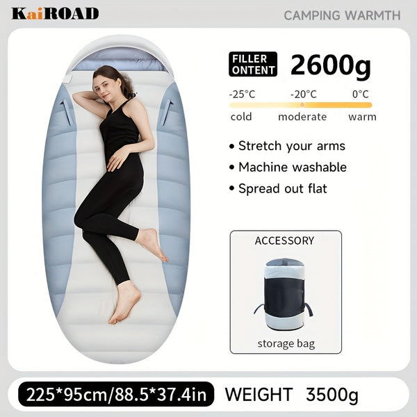 1-Person Heavy-Duty Winter Warm Sleeping Bag for Adults - All-Season Cold-Resistant Camping