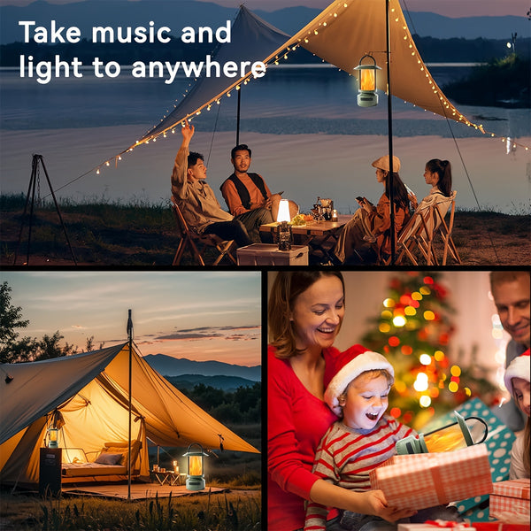 Outdoor Bluetooth Speaker - Wireless Speaker with LED Lights, Flickering Flames