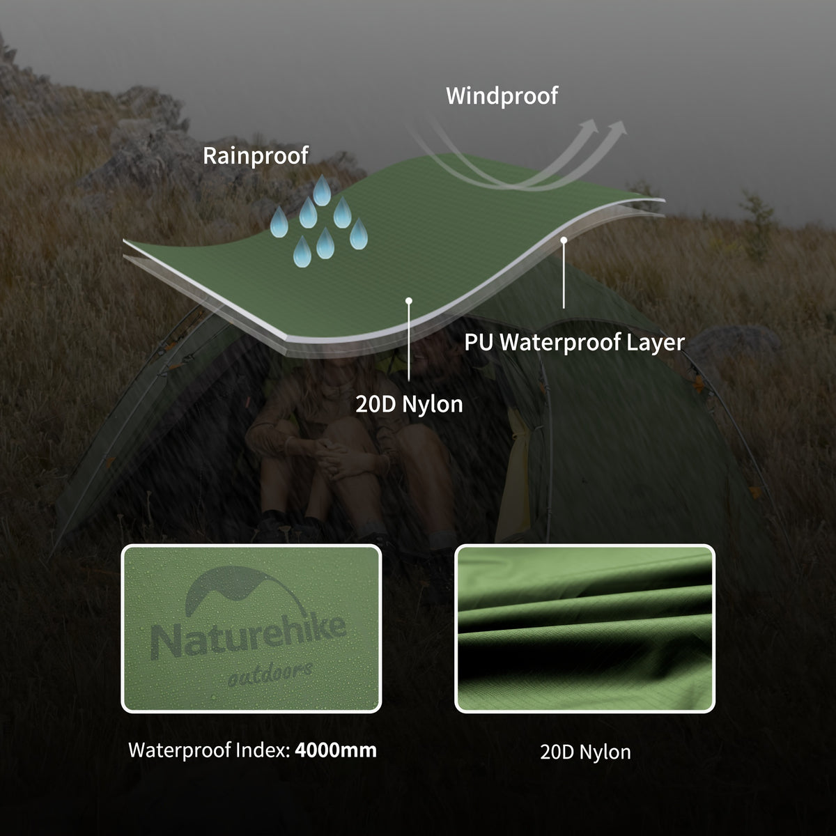 Naturehike Cloud Peak Hexagonal Four Seasons Tent, 20D Lightweight Silicone Waterproof Fabric