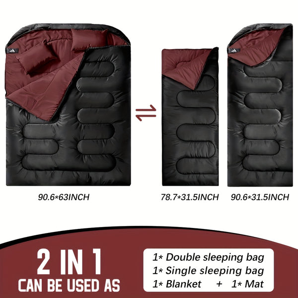 Mereza Double Sleeping Bag, 2 Person Sleeping Bag For Adult Mens Camping