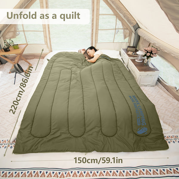 BISINNA Lightweight 3-Season Camping Sleeping Bag for one person - Warm Cold-Resistant envelope design with Zipper Closure