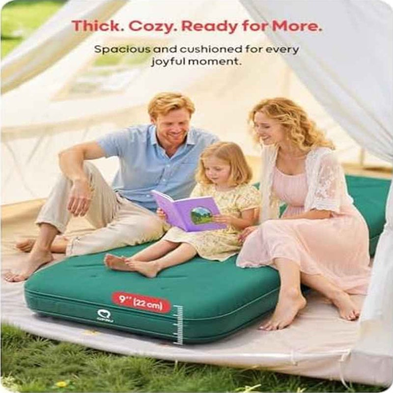 Twin Size Camping Pad - 9 Thick R8 - 10 Insulated Inflatable Mattress with Foam Comfort