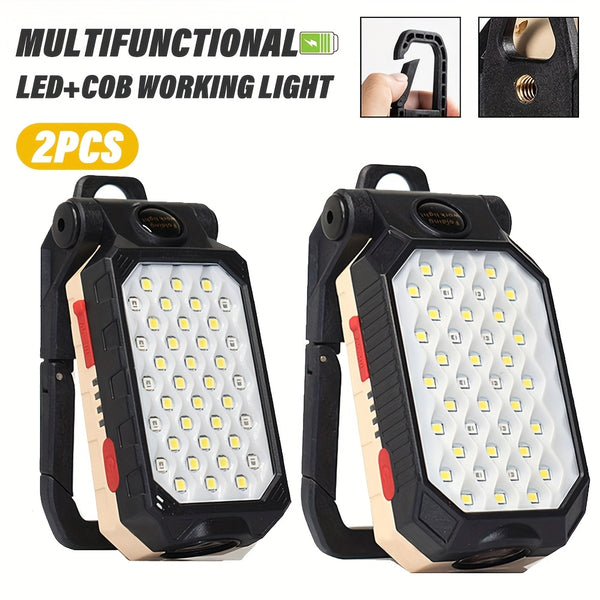 Portable Flashlight 2pcs Portable Handheld Flashlight | LED Work Light with Magnet Hook