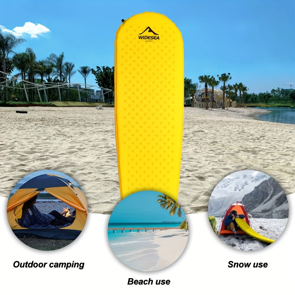 Widesea Self-Inflating Camping Mattress - Bright Yellow Folding Air Bed with Carrying Bag