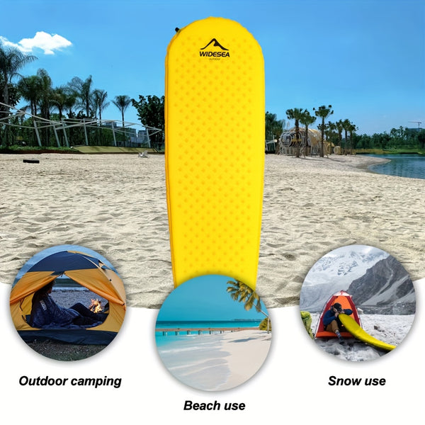 Widesea Self-Inflating Camping Mattress - Bright Yellow Folding Air Bed with Carrying Bag