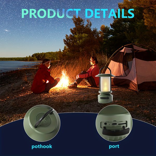 Outdoor Bluetooth Speaker - Wireless Speaker with LED Lights, Flickering Flames