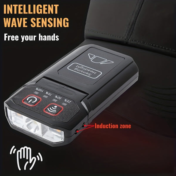 Outdoor night fishing hat clip light Type-C charging wave sensing 5-mode multi angle adjustable lighting small flashlight