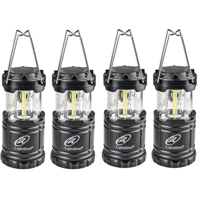 camping equipmentLightahead Set of 4 Portable Outdoor LED Camping Lantern Black Collapsible