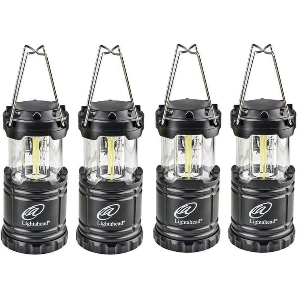 camping equipmentLightahead Set of 4 Portable Outdoor LED Camping Lantern Black Collapsible