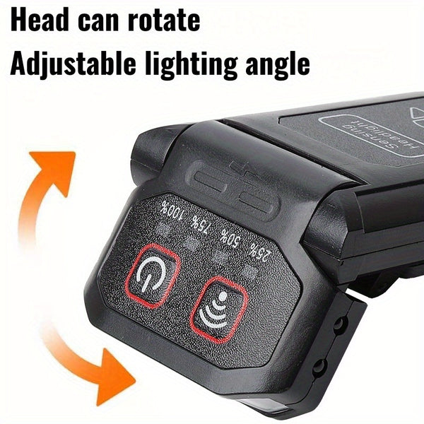 Outdoor night fishing hat clip light Type-C charging wave sensing 5-mode multi angle adjustable lighting small flashlight