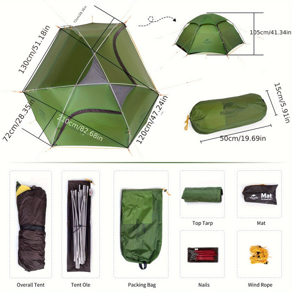 Naturehike Cloud Peak Hexagonal Four Seasons Tent, 20D Lightweight Silicone Waterproof Fabric