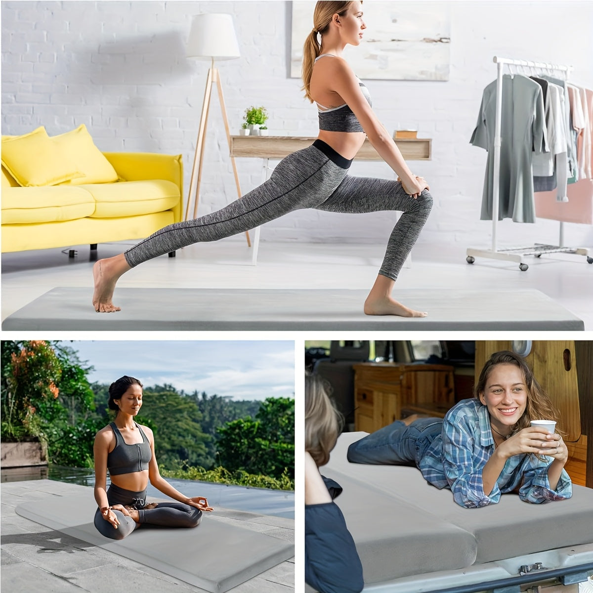 Memory Foam Camping Mattress Sleeping Pad Glamping Portable Floor Mat Roll Up Futon Mattress