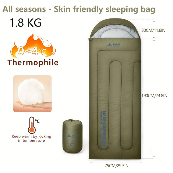 BISINNA Lightweight 3-Season Camping Sleeping Bag for one person - Warm Cold-Resistant envelope design with Zipper Closure
