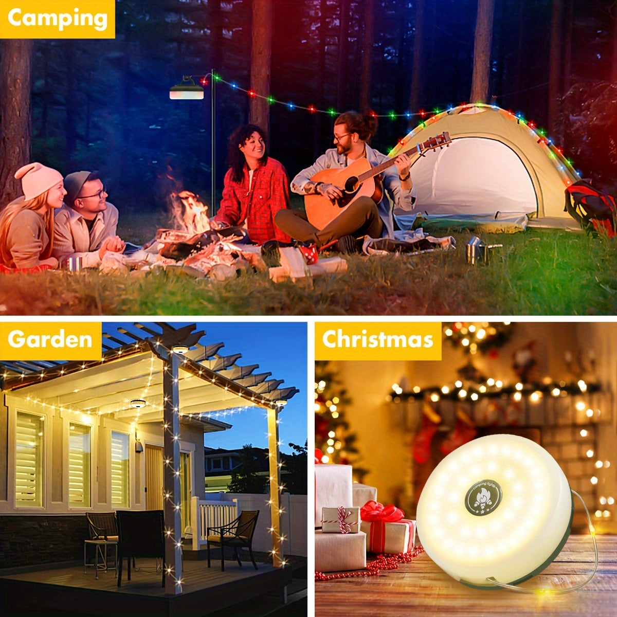 32FT LED Camping Lantern - Portable, Rechargeable, Waterproof Outdoor Light with USB Charging