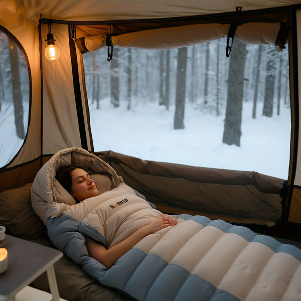 1-Person Heavy-Duty Winter Warm Sleeping Bag for Adults - All-Season Cold-Resistant Camping