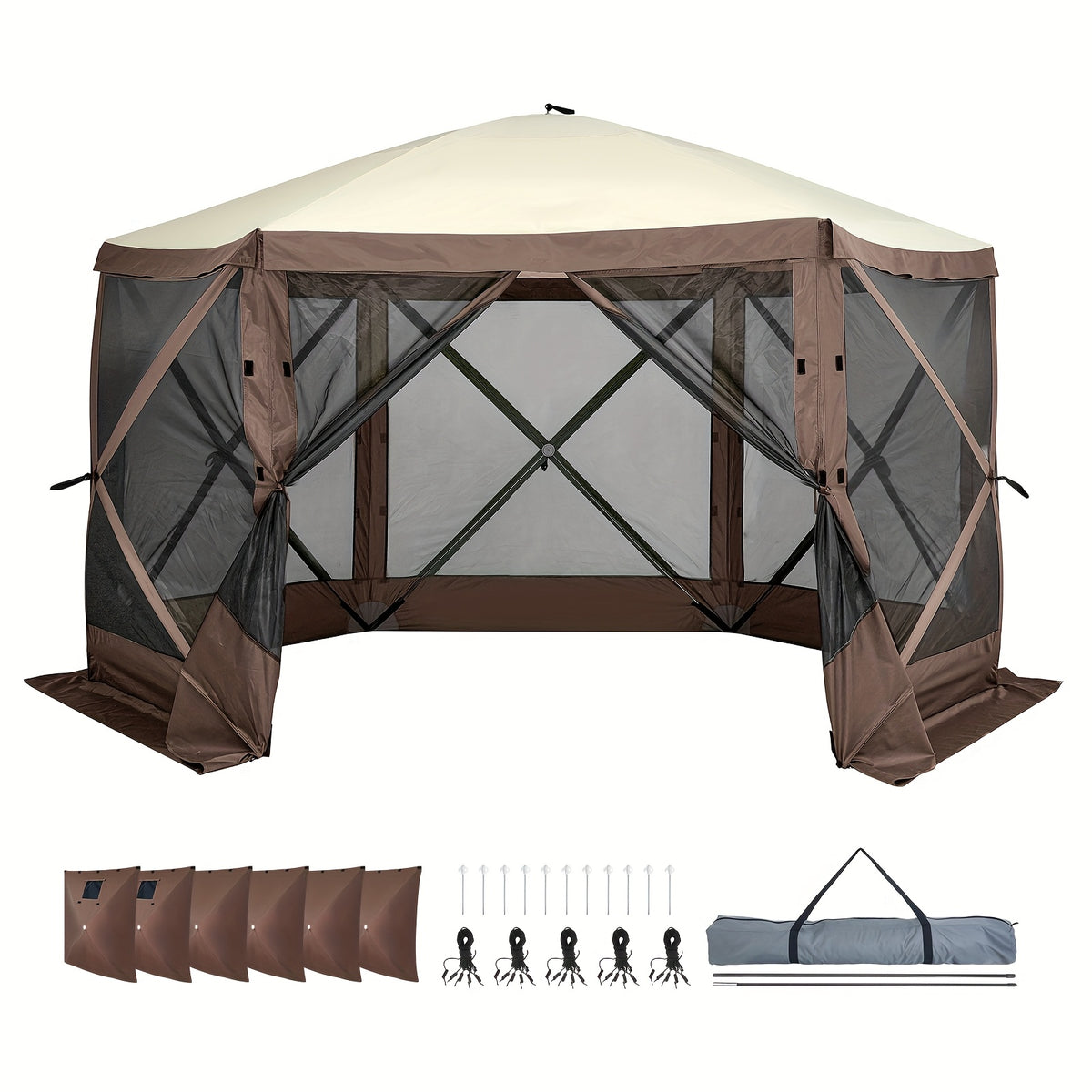 Happybuy 12x12ft Instant Pop-Up Gazebo Tent with Removable Privacy Walls & Mesh Windows