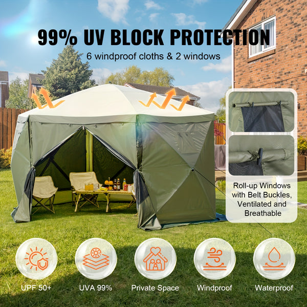 Happybuy 12x12ft Instant Pop-Up Gazebo Tent with Removable Privacy Walls & Mesh Windows