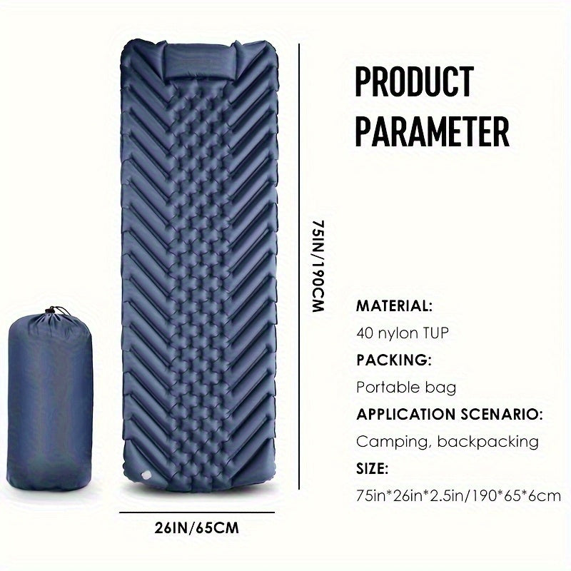 1-Person Self-Inflating Sleeping Pad with Manual Pump - Heavy-Duty Nylon Camping Mat