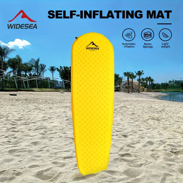 Widesea Self-Inflating Camping Mattress - Bright Yellow Folding Air Bed with Carrying Bag