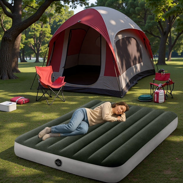 Inflatable Mattress, Portable Foldable Flannel Sleeping Pad, Suitable for Camping
