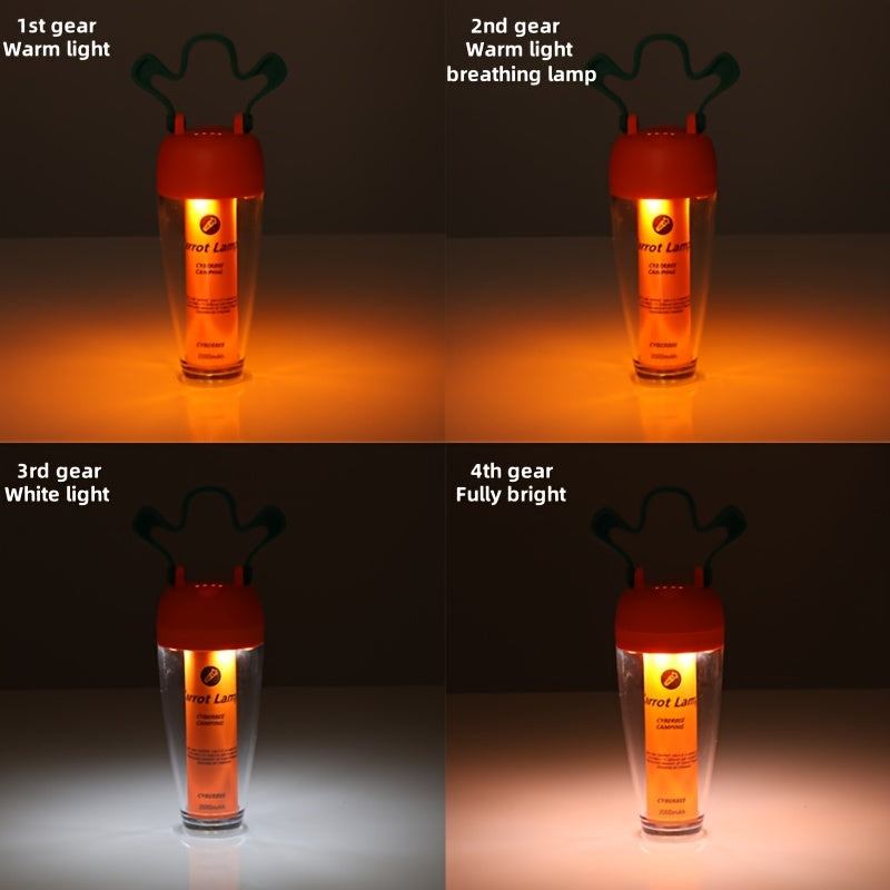 Outdoor Exquisite Multifunctional Carrot Atmosphere Camping Light, Type-C Charging