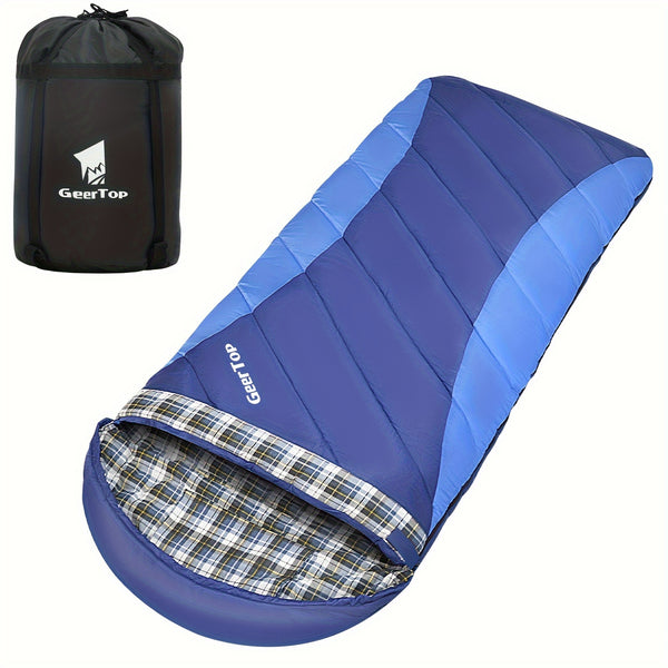 GEERTOP Flannel Sleeping Bag for Adults XXL, Large Wide Camping Sleeping Bag 4 Seaso