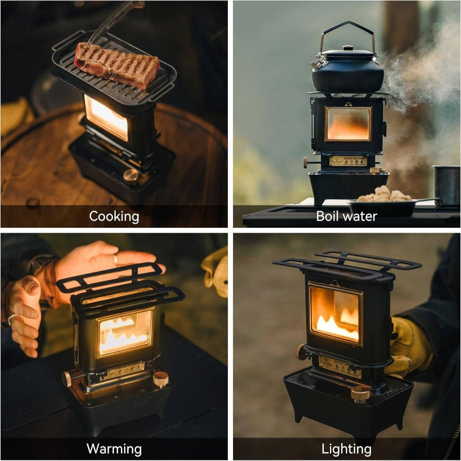 Camping, Fuel Lamp Outdoor Lighting Portable Stove Cooking Warming, Black