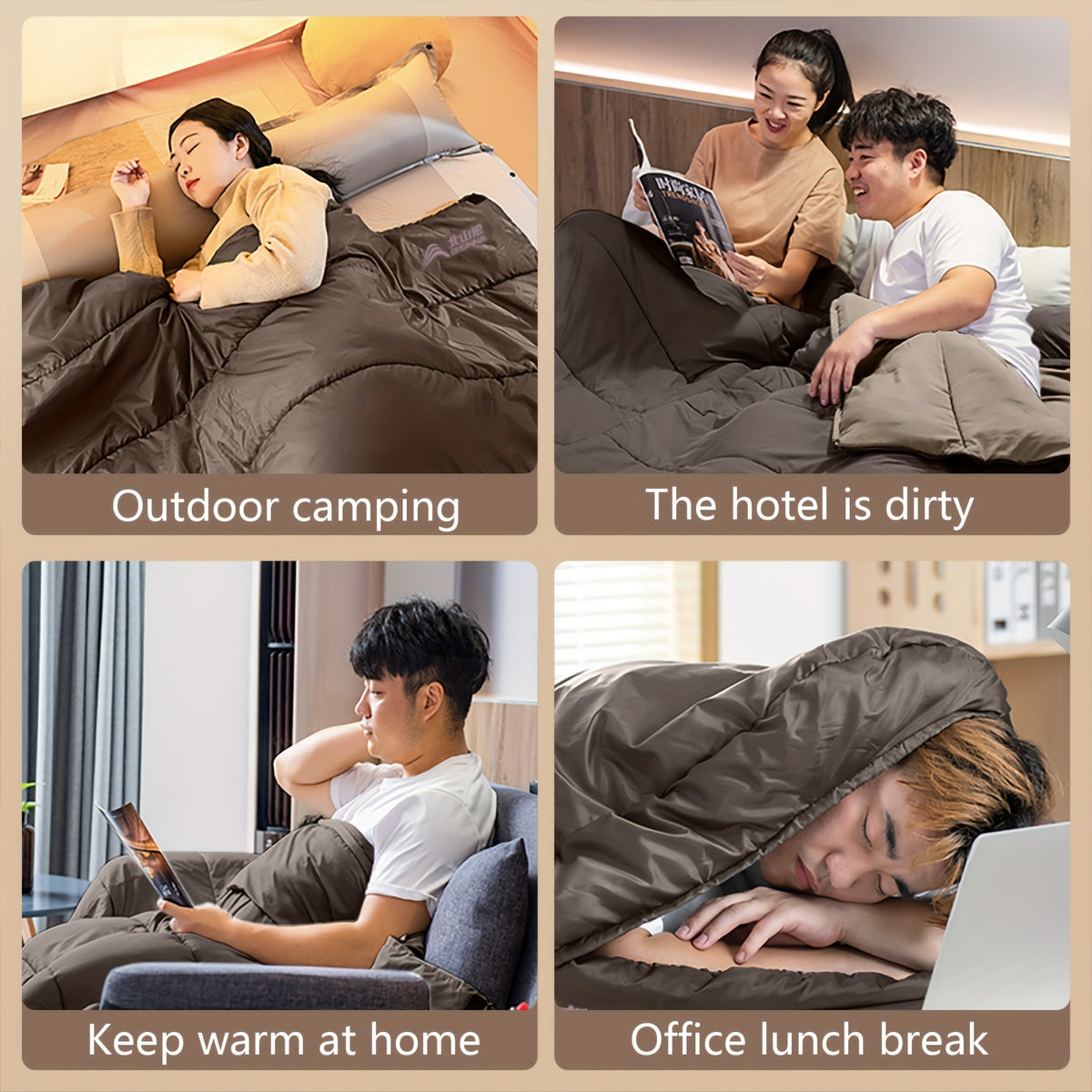 BISINNA Portable Camping Sleeping Bag for Adults - 4-Season Lightweight Backpacking